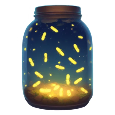 glowing jar filled with glowing fireflies studio ghibli style  sticker