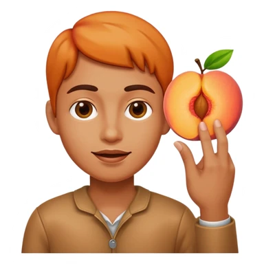 Touching the halved peach with a finger. sticker