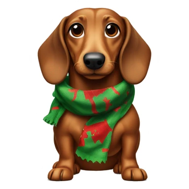 wiener dog with christmas cloth sticker