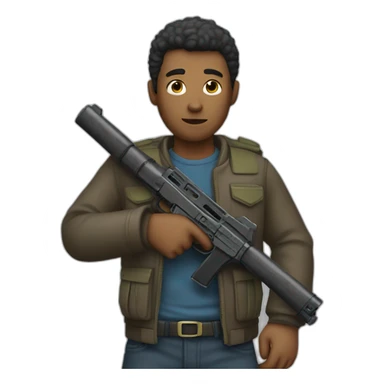 person with toy gun sticker
