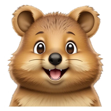 Cinematic Comical Quokka Portrait Emoji, Head tilted dramatically with an exaggeratedly amused expression, featuring a quirky, fluffy brown fur with a wide, playful grin and expressive eyes filled with humorous disbelief, Simplified yet hilariously expressive features, highly detailed, glowing with a slightly sassy glow, high shine, dramatic yet playful, stylized with an air of cheeky marsupial mischief, bright and endearing, soft glowing outline, capturing the essence of a spirited and over‐the‐top quokka, so meme‐worthy it feels like it could beam its way into internet fame instantly! sticker