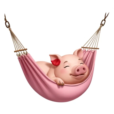 A pig lying in a hammock, fully relaxed, portrait, bust up sticker
