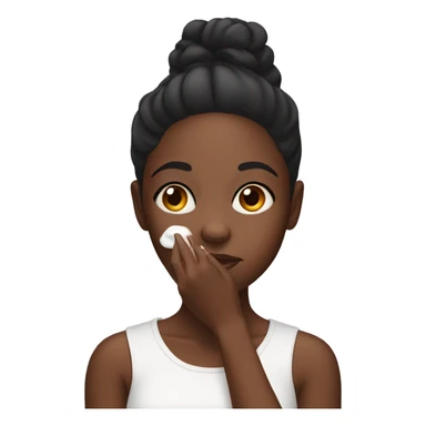 Black girl applying cream on face sticker