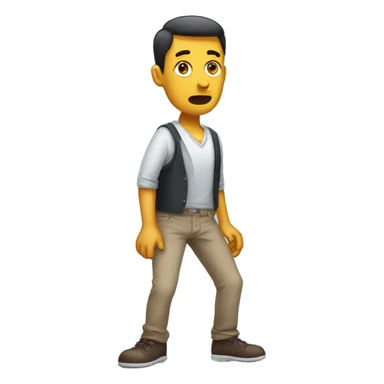 
man with a confused face because he put two legs in one pant leg sticker