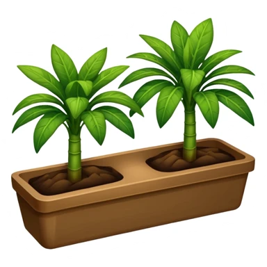 plantas abundantes tipo helecho en macetas rectangulares color café sticker