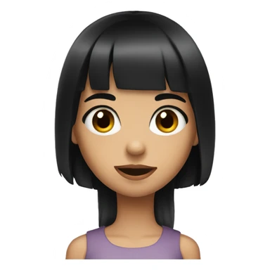 Pretty girl with black hair brown eyes and bangs rolling her eyes  sticker