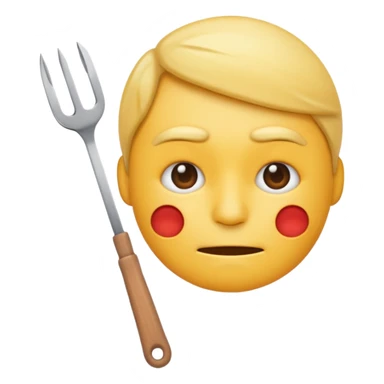 tired emoji face with tongs in one hand  sticker