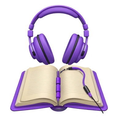 purple open journal with purple headphones on top sticker