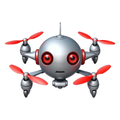 Flying robot, small propellers, glowing eyes. sticker