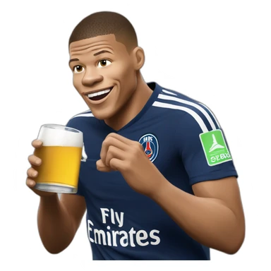 Mbappé en train de boir une bière sticker