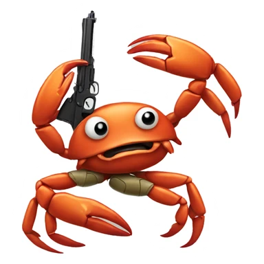 Crab holding a gun sticker