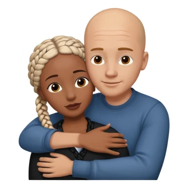 Bald white guy hugging black female friend with braids sticker