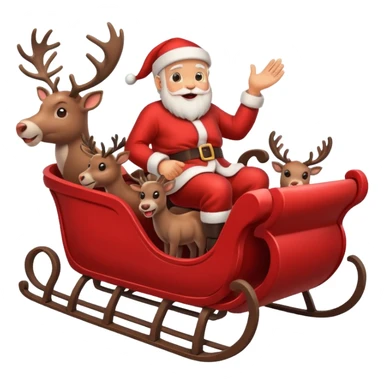 Santa in sleigh with 8 Reindeers sticker