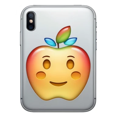 simple silver iPhone with a blank screen, apple emoji style sticker
