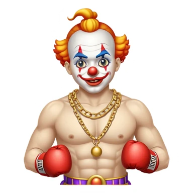 clown with golden chain on the neck boxing, full height sticker