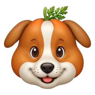 Dog with a carrot nose sticker