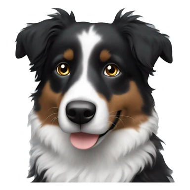Small black australian shepherd dog with black muzzle sticker