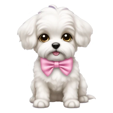 schichon puppy pink bow sticker