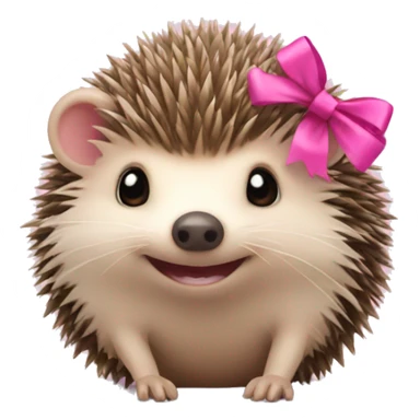 Hedgehog holding a pink bow sticker