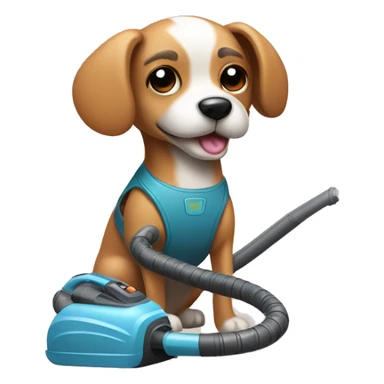 Small dog using a vacuum cleaner sticker