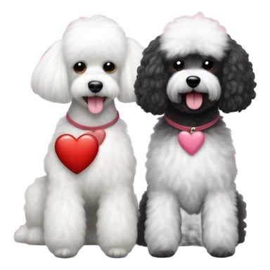 Black poodle and white Maltese with Valentines  sticker