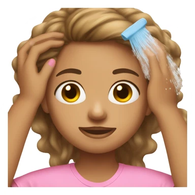 girl washing her hair pink shirt light brown skin sticker