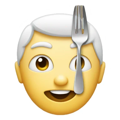 A face holding a fork and knife  sticker