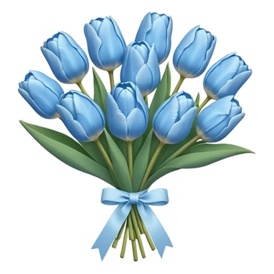 Pastel blue tulip bouquet tied together by a white small ribbon  sticker