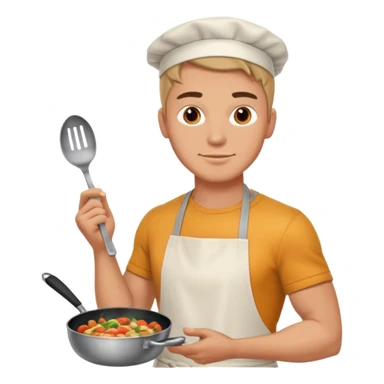 white handsome fit man cooking sticker