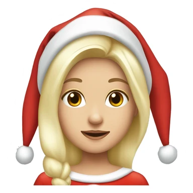 White blond girl as santa claus With hat  sticker