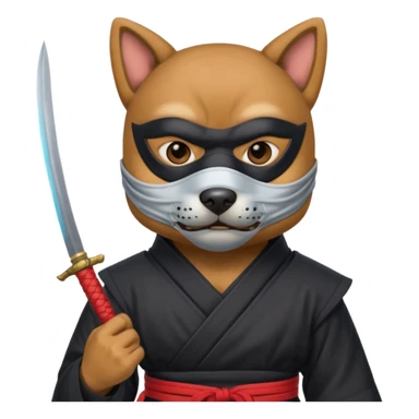 dog japan ancient ninja with small knife sticker
