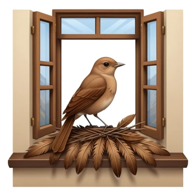 nightingale on open window sill sticker