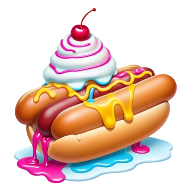 Melting neon ice cream hot dog sundae sticker