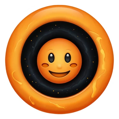 make a blackhole, accretion disk and all, with an orange smiley face, black head, orange ring, orange eyes, orange mouth, no other details sticker