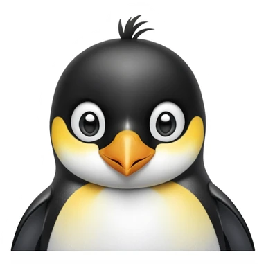 cinematic-cute-emperor-penguin-portrait-emoji,-head-tilted-playfully-and-inquisitively,-with-glossy,-pristine-plumage-accented-by-a-bright-beak-and-round,-sparkling-eyes-filled-with-curiosity,-simplified-yet-irresistibly-adorable-features zoomed into the face sticker