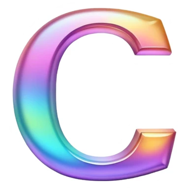 Iridescent Font setting icon with letter C sticker