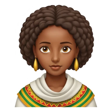 beautiful Ethiopian girl, confident expression, traditional Ethiopian facial features, neat hair, high definition, precise details, iOS Apple style emoji sticker