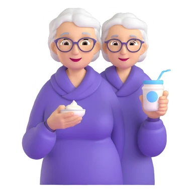 grandmother offering yogurt facing right sticker
