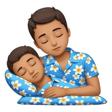 Boy wearing blue Hawaiian shirt sleeping sticker