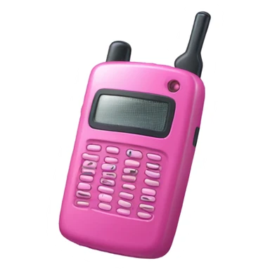 pink walkie talkie with pink keyboard and pink antenna sticker