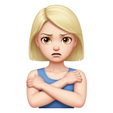 Arms crossed holding neck angry girl sticker