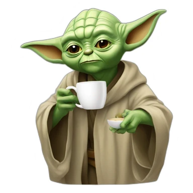 Master yoda drinkinh morning coffee sticker