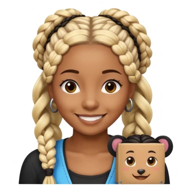 A brown skin woman with skunk type braids (blonde and black box braids)  sticker