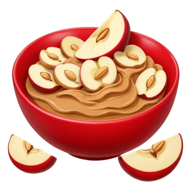 apple pieces in bowl with peanutbutter sticker