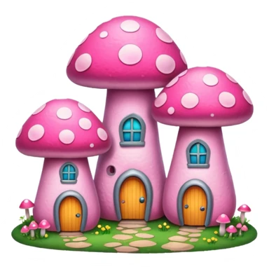 pink mushroom houses sticker