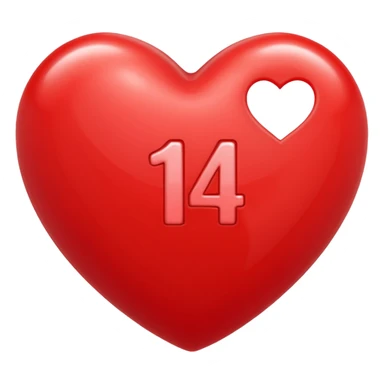 the number "14" in a red heart sticker
