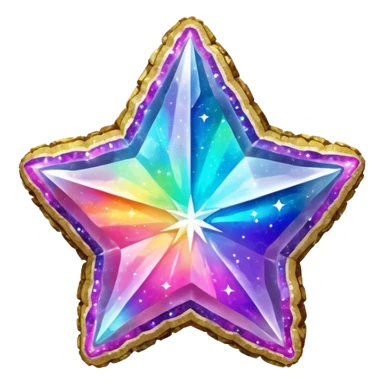 hd detailed glittering vibrant rainbow holographic star shaped geode sticker