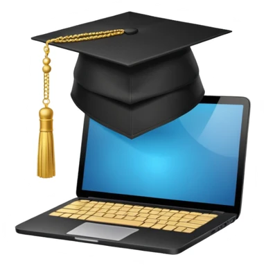 digital educational project, graduation cap and laptop sticker
