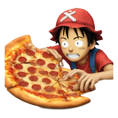 luffy qui mange une pizza sticker