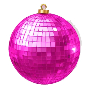 pink disco ball with a bow sticker